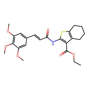 (E)-ethyl 2-(3-(3,4,5-trimethoxyphenyl)acrylamido)-4,5,6,7-tetrahydrobenzo[b]thiophene-3-carboxylate structure