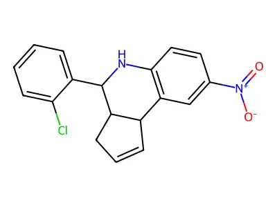 4-(2-chlorophenyl)-8-nitro-3a,4,5,9b-tetrahydro-3H-cyclopenta[c]quinoline structure