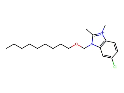 5-Chloro-1,2-dimethyl-3-(nonoxymethyl)benzimidazol-1-ium structure