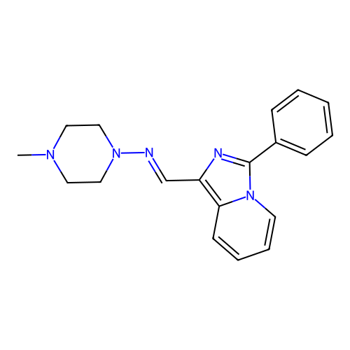 (E)-4-methyl-N-((3-phenylimidazo[1,5-a]pyridin-1-yl)methylene)piperazin-1-amine structure
