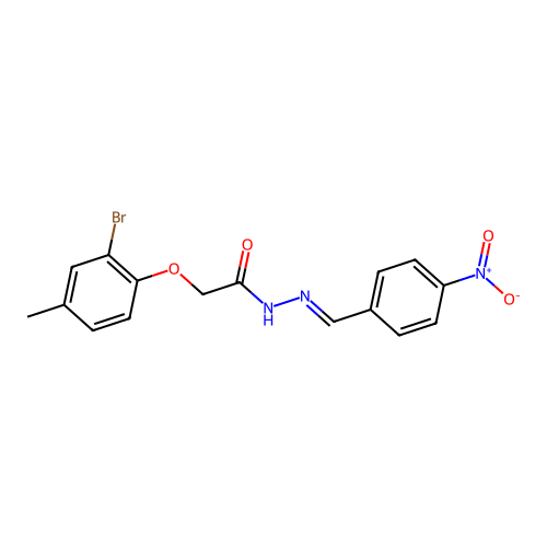 2-(2-bromo-4-methylphenoxy)-N'-{4-nitrobenzylidene}acetohydrazide structure