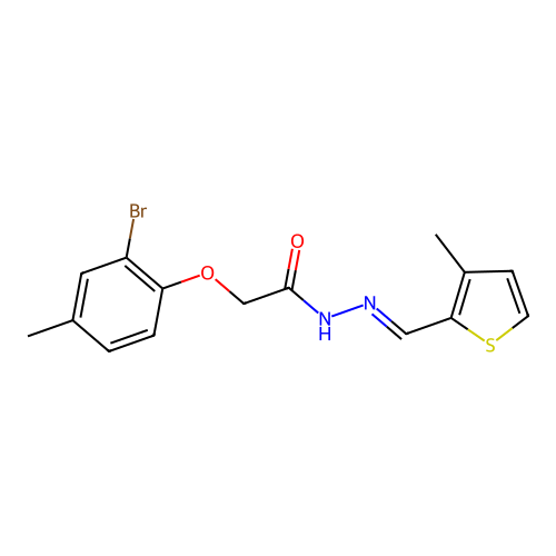 2-(2-bromo-4-methylphenoxy)-N'-[(3-methylthien-2-yl)methylene]acetohydrazide structure