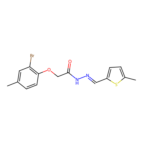 2-(2-bromo-4-methylphenoxy)-N'-[(5-methylthien-2-yl)methylene]acetohydrazide structure