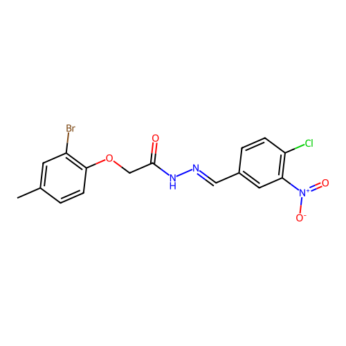 2-(2-bromo-4-methylphenoxy)-N'-{4-chloro-3-nitrobenzylidene}acetohydrazide structure
