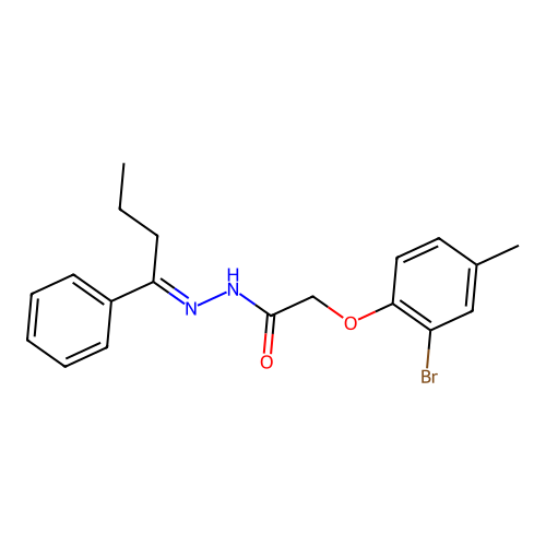 2-(2-bromo-4-methylphenoxy)-N'-(1-phenylbutylidene)acetohydrazide structure