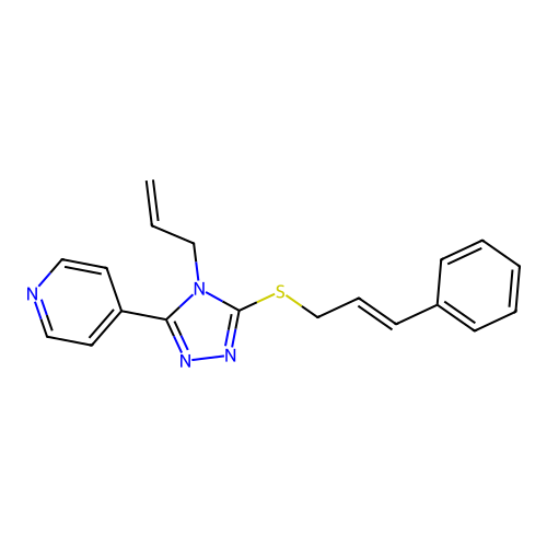 3-((2E)-3-phenylprop-2-enylthio)-4-prop-2-enyl-5-(4-pyridyl)-1,2,4-triazole structure