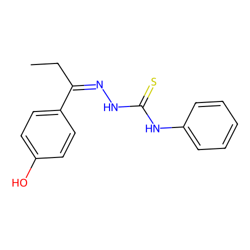 1-[1-(4-Hydroxyphenyl)propylideneamino]-3-phenylthiourea structure