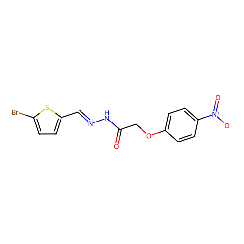N'-[(5-bromothien-2-yl)methylene]-2-{4-nitrophenoxy}acetohydrazide structure