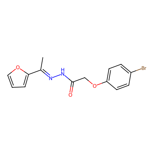 2-(4-bromophenoxy)-N'-[(1E)-1-(furan-2-yl)ethylidene]acetohydrazide structure
