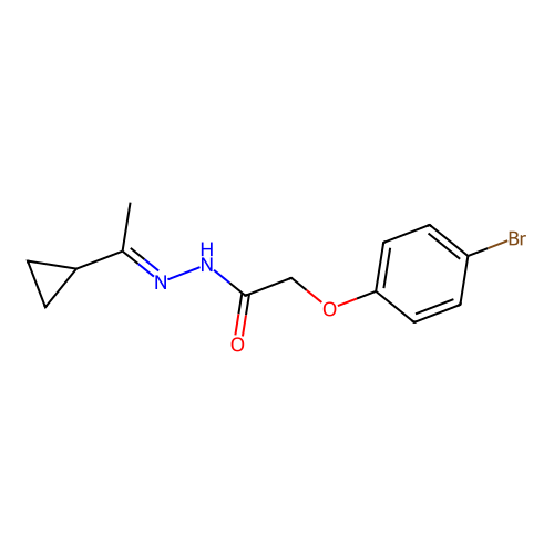 2-(4-bromophenoxy)-N'-(1-cyclopropylethylidene)acetohydrazide structure