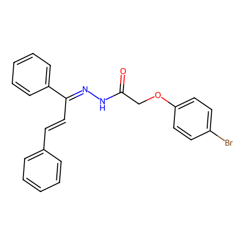 2-(4-bromophenoxy)-N-[(E)-[(E)-1,3-diphenylprop-2-enylidene]amino]acetamide structure
