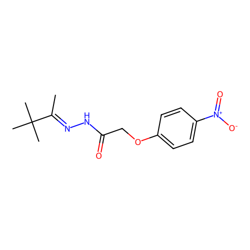 2-{4-nitrophenoxy}-N'-(1,2,2-trimethylpropylidene)acetohydrazide structure