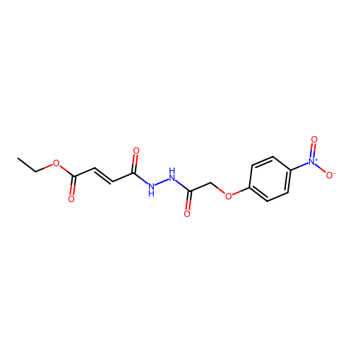 Ethyl 4-[2-({4-nitrophenoxy}acetyl)hydrazino]-4-oxo-2-butenoate structure