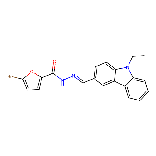 5-bromo-N'-[(9-ethyl-9H-carbazol-3-yl)methylene]-2-furohydrazide structure