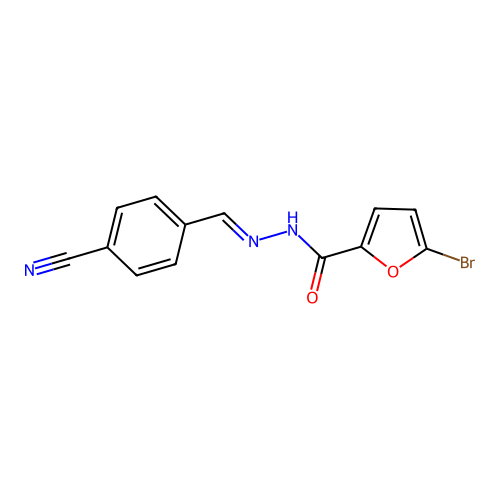 5-bromo-N'-(4-cyanobenzylidene)-2-furohydrazide structure