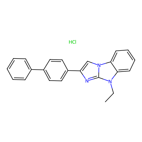 2-([1,1'-biphenyl]-4-yl)-9-ethyl-9H-benzo[d]imidazo[1,2-a]imidazole hydrochloride structure