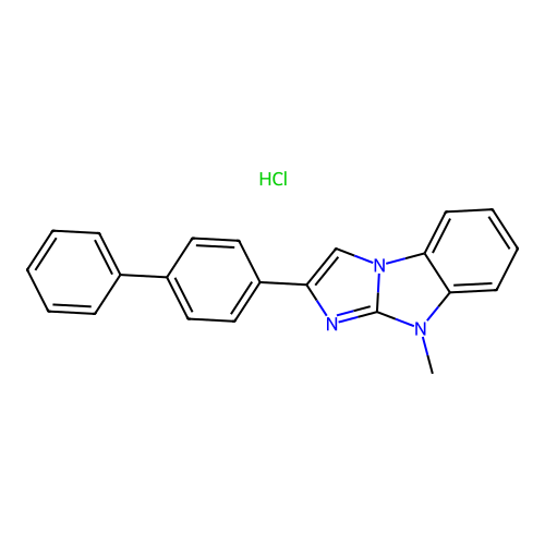 4-methyl-2-(4-phenylphenyl)imidazo[1,2-a]benzimidazole hydrochloride structure