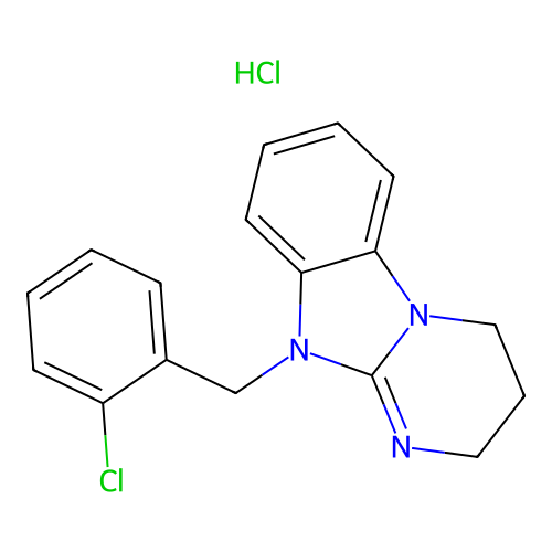 10-(2-chlorobenzyl)-2,3,4,10-tetrahydrobenzo[4,5]imidazo[1,2-a]pyrimidine hydrochloride structure
