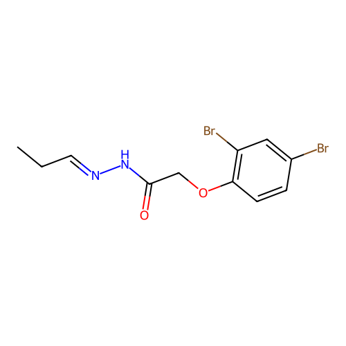 2-(2,4-dibromophenoxy)-N'-[(1E)-propylidene]acetohydrazide structure
