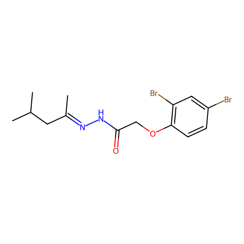 2-(2,4-dibromophenoxy)-N'-[(2E)-4-methylpentan-2-ylidene]acetohydrazide structure