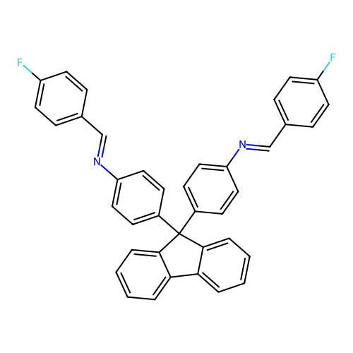 4,4'-(9H-fluorene-9,9-diyl)bis{N-[(E)-(4-fluorophenyl)methylidene]aniline} structure