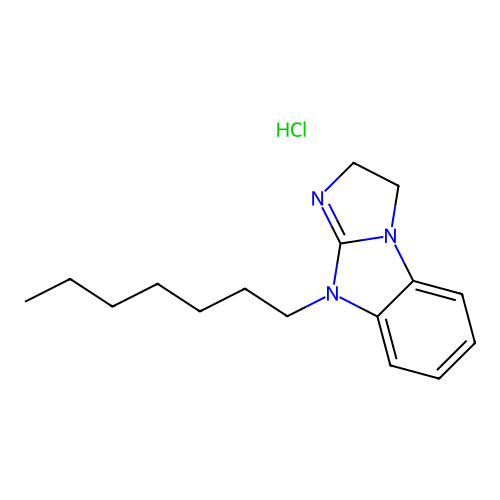 9-heptyl-3,9-dihydro-2H-benzo[d]imidazo[1,2-a]imidazole hydrochloride structure