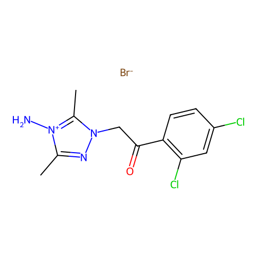 2-(4-amino-3,5-dimethyl-1,2,4-triazol-4-ium-1-yl)-1-(2,4-dichlorophenyl)ethanone bromide structure