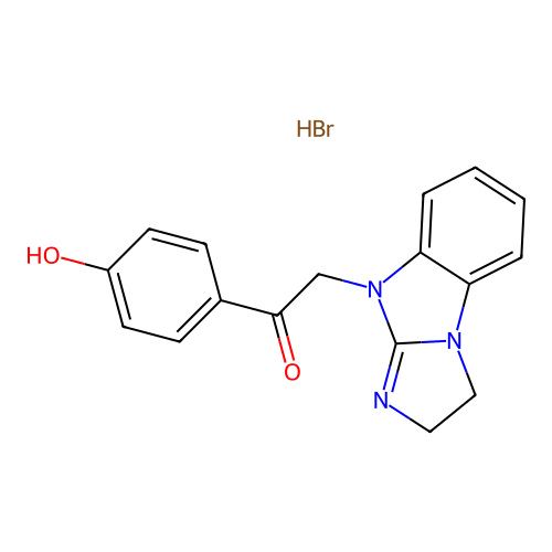 2-(2H-benzo[d]imidazo[1,2-a]imidazol-9(3H)-yl)-1-(4-hydroxyphenyl)ethanone hydrobromide structure