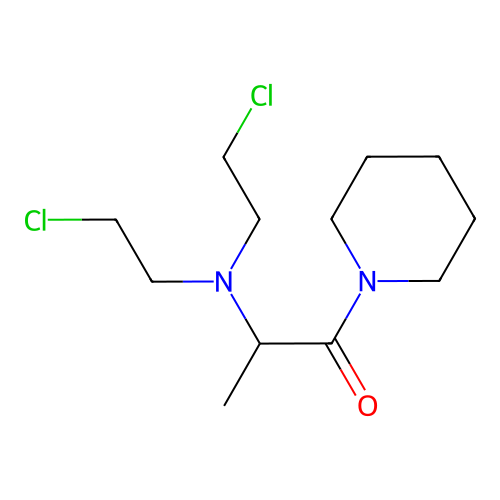 2-[Bis(2-chloroethyl)amino]-1-piperidin-1-ylpropan-1-one structure