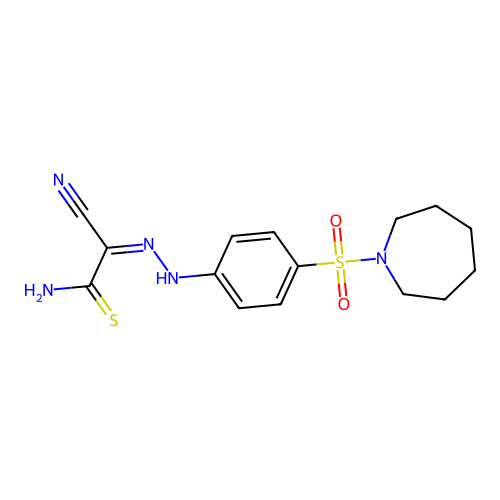 2-{[4-(1-azepanylsulfonyl)phenyl]hydrazono}-2-cyanoethanethioamide structure