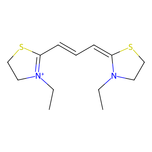 3, 3'-Diethylthiazolinocarbocyanine iodide structure