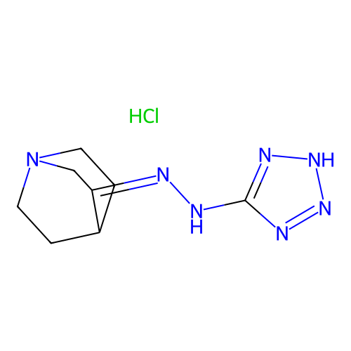 (E)-3-(2-(1H-tetrazol-5-yl)hydrazono)quinuclidine hydrochloride structure