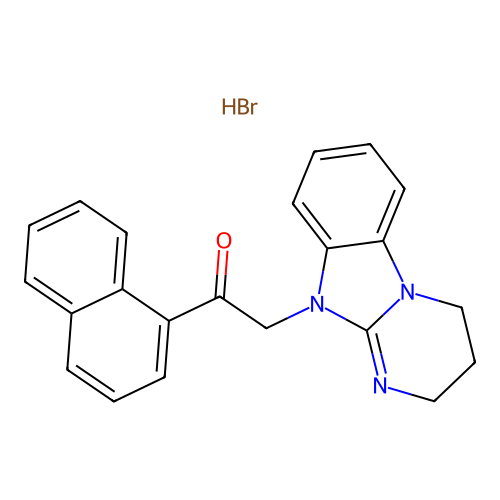2-(3,4-dihydrobenzo[4,5]imidazo[1,2-a]pyrimidin-10(2H)-yl)-1-(naphthalen-1-yl)ethanone hydrobromide structure