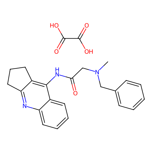 2-(benzyl(methyl)amino)-N-(2,3-dihydro-1H-cyclopenta[b]quinolin-9-yl)acetamide oxalate structure