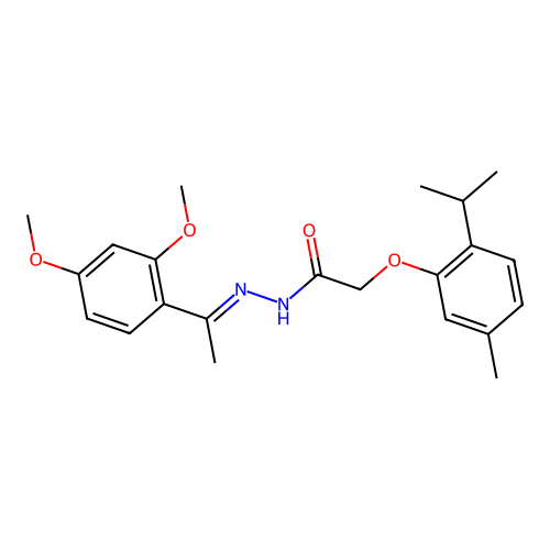 N'-[1-(2,4-dimethoxyphenyl)ethylidene]-2-(2-isopropyl-5-methylphenoxy)acetohydrazide structure