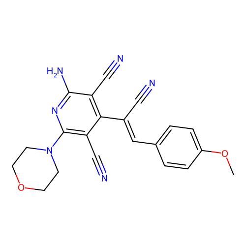 2-AMINO-4-[1-CYANO-2-(4-METHOXYPHENYL)ETH-1-EN-1-YL]-6-(MORPHOLIN-4-YL)PYRIDINE-3,5-DICARBONITRILE structure