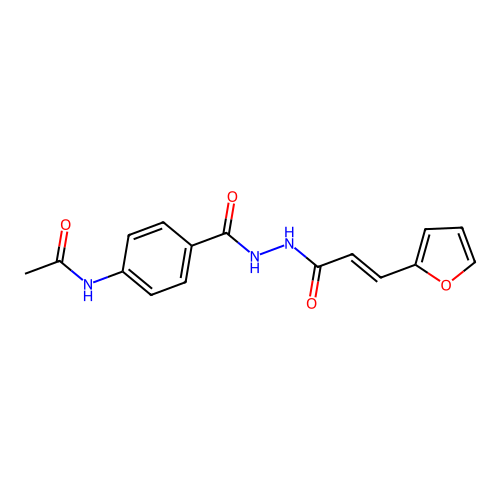 N-[4-({2-[(2E)-3-(furan-2-yl)prop-2-enoyl]hydrazinyl}carbonyl)phenyl]acetamide structure