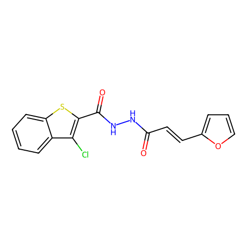 (E)-3-chloro-N'-(3-(furan-2-yl)acryloyl)benzo[b]thiophene-2-carbohydrazide structure