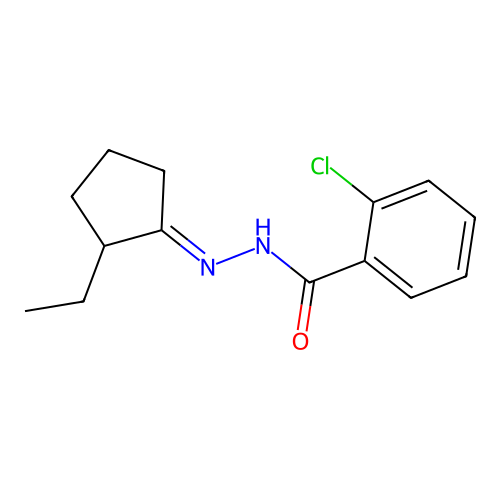 2-chloro-N'-(2-ethylcyclopentylidene)benzohydrazide structure