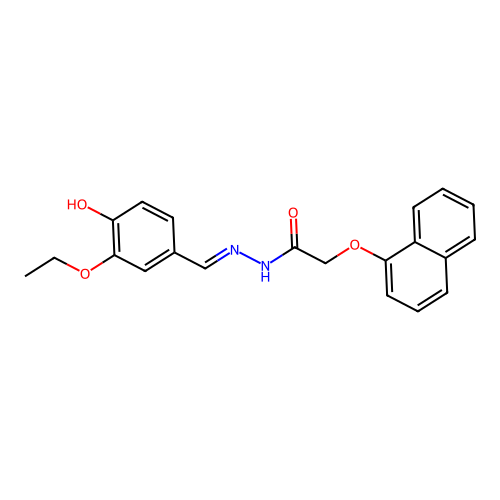 N-[(3-ethoxy-4-hydroxyphenyl)methylideneamino]-2-naphthalen-1-yloxyacetamide structure
