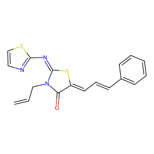 (2E,5Z)-3-allyl-5-((E)-3-phenylallylidene)-2-(thiazol-2-ylimino)thiazolidin-4-one structure