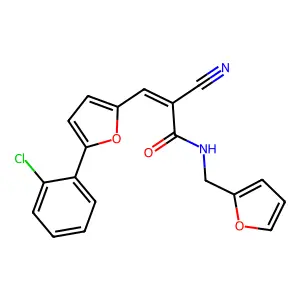 (E)-3-(5-(2-chlorophenyl)furan-2-yl)-2-cyano-N-(furan-2-ylmethyl)acrylamide structure