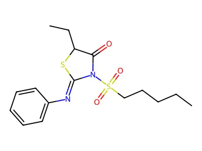 (Z)-5-ethyl-3-(pentylsulfonyl)-2-(phenylimino)thiazolidin-4-one structure