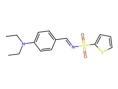 N-[[4-(diethylamino)phenyl]methylidene]thiophene-2-sulfonamide structure