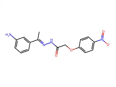 N-[1-(3-aminophenyl)ethylideneamino]-2-(4-nitrophenoxy)acetamide structure