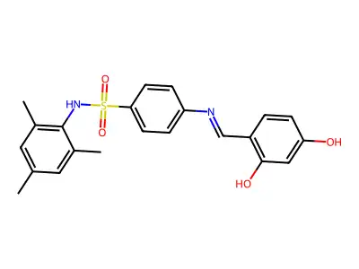 4-[[(2,4-Dihydroxyphenyl)methylene]amino]-N-(2,4,6-trimethylphenyl)benzenesulfonamide structure