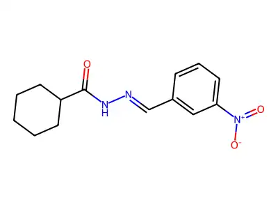 N-[(3-nitrophenyl)methylideneamino]cyclohexanecarboxamide structure