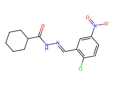 N-[(2-chloro-5-nitrophenyl)methylideneamino]cyclohexanecarboxamide structure