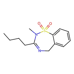 1,2,4-Benzothiadiazepine, 2,5-dihydro-3-butyl-2-methyl-, 1,1-dioxide structure