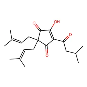 5-(3-Methylbutanoyl)-3,3-bis(3-methyl-2-butenyl)-1,2,4-cyclopentanetrione structure